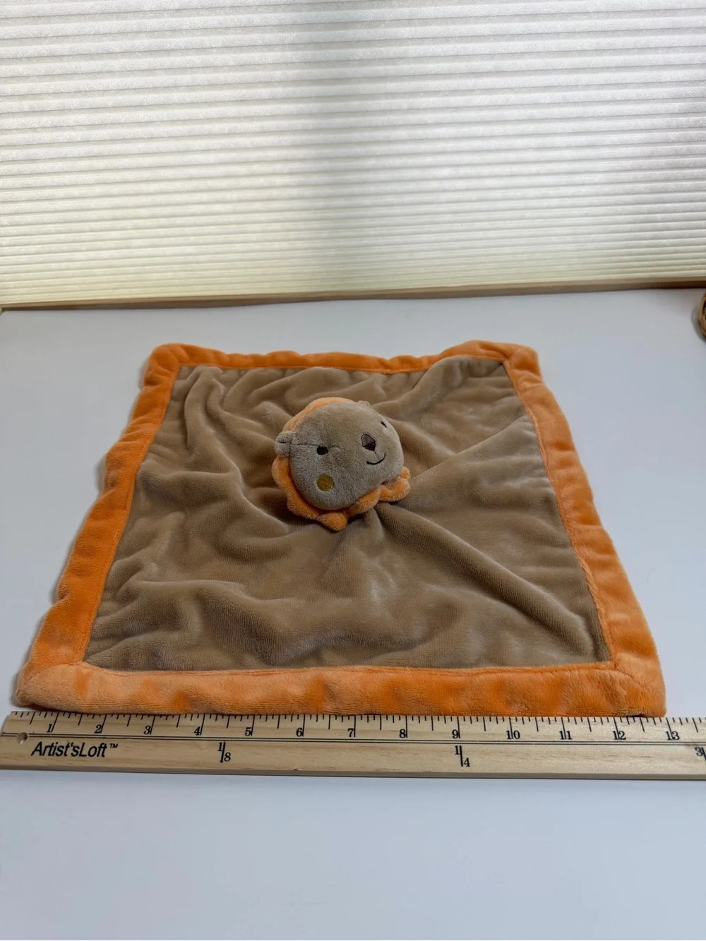 Tiddliwinks Lion head Orange Plush Security Blanket. Lovey
